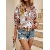 imageSweatyRocks Womens Chiffon Sexy Leopard V Neck Long Sleeve Blouse Shirt TopsPaisley White Red