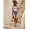 imageSweatyRocks Womens Chiffon Sexy Leopard V Neck Long Sleeve Blouse Shirt TopsPaisley White Red
