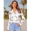 imageSweatyRocks Womens Chiffon Sexy Leopard V Neck Long Sleeve Blouse Shirt TopsTiger White