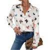 imageSweatyRocks Womens Chiffon Sexy Leopard V Neck Long Sleeve Blouse Shirt TopsWhite Butterfly
