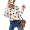 imageSweatyRocks Womens Chiffon Sexy Leopard V Neck Long Sleeve Blouse Shirt TopsWhite Butterfly