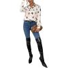 imageSweatyRocks Womens Chiffon Sexy Leopard V Neck Long Sleeve Blouse Shirt TopsWhite Butterfly