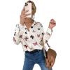 imageSweatyRocks Womens Chiffon Sexy Leopard V Neck Long Sleeve Blouse Shirt TopsWhite Butterfly