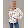 imageSweatyRocks Womens Chiffon Sexy Leopard V Neck Long Sleeve Blouse Shirt TopsWhite Butterfly