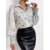 imageSweatyRocks Womens Chiffon Sexy Leopard V Neck Long Sleeve Blouse Shirt TopsWhite Floral