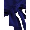 imageSweatyRocks Womens Long Sleeve V Neck Tie Knot Bandage Wrap Blouse Crop TopBright Blue