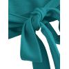 imageSweatyRocks Womens Long Sleeve V Neck Tie Knot Bandage Wrap Blouse Crop TopCadet Blue