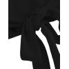 imageSweatyRocks Womens Long Sleeve V Neck Tie Knot Bandage Wrap Blouse Crop TopPure Black