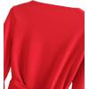 imageSweatyRocks Womens Long Sleeve V Neck Tie Knot Bandage Wrap Blouse Crop TopRed