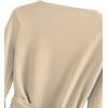 imageSweatyRocks Womens Long Sleeve V Neck Tie Knot Bandage Wrap Blouse Crop TopSolid Beige