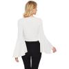 imageSweatyRocks Womens Long Sleeve V Neck Tie Knot Bandage Wrap Blouse Crop TopWhite