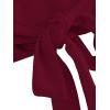 imageSweatyRocks Womens Long Sleeve V Neck Tie Knot Bandage Wrap Blouse Crop TopWine Red