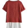 imageSweatyRocks Womens Roll Up Short Sleeve Round Neck Blouse Button Front Boho Summer Shirt TopsRust Orange
