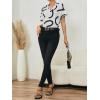 imageSweatyRocks Womens Short Sleeve Striped Printed Blouse Color Block Work Blouse Tee TopApricot