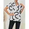 imageSweatyRocks Womens Short Sleeve Striped Printed Blouse Color Block Work Blouse Tee TopApricot