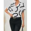imageSweatyRocks Womens Short Sleeve Striped Printed Blouse Color Block Work Blouse Tee TopApricot