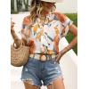 imageSweatyRocks Womens Short Sleeve Striped Printed Blouse Color Block Work Blouse Tee TopApricot and Orange