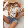 imageSweatyRocks Womens Short Sleeve Striped Printed Blouse Color Block Work Blouse Tee TopApricot and Orange