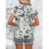 imageSweatyRocks Womens Short Sleeve Striped Printed Blouse Color Block Work Blouse Tee TopBeige Blue