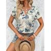 imageSweatyRocks Womens Short Sleeve Striped Printed Blouse Color Block Work Blouse Tee TopBeige Blue