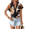 imageSweatyRocks Womens Short Sleeve Striped Printed Blouse Color Block Work Blouse Tee TopBlack Floral
