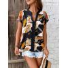imageSweatyRocks Womens Short Sleeve Striped Printed Blouse Color Block Work Blouse Tee TopBlack Floral