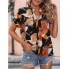 imageSweatyRocks Womens Short Sleeve Striped Printed Blouse Color Block Work Blouse Tee TopBlack Orange