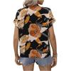 imageSweatyRocks Womens Short Sleeve Striped Printed Blouse Color Block Work Blouse Tee TopBlack Orange