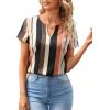 imageSweatyRocks Womens Short Sleeve Striped Printed Blouse Color Block Work Blouse Tee TopBlack and Pink