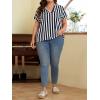imageSweatyRocks Womens Short Sleeve Striped Printed Blouse Color Block Work Blouse Tee TopBlue and White