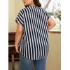 imageSweatyRocks Womens Short Sleeve Striped Printed Blouse Color Block Work Blouse Tee TopBlue and White