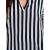 imageSweatyRocks Womens Short Sleeve Striped Printed Blouse Color Block Work Blouse Tee TopBlue and White