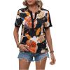 imageSweatyRocks Womens Short Sleeve Striped Printed Blouse Color Block Work Blouse Tee TopFloral Black