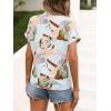 imageSweatyRocks Womens Short Sleeve Striped Printed Blouse Color Block Work Blouse Tee TopLight Blue