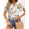 imageSweatyRocks Womens Short Sleeve Striped Printed Blouse Color Block Work Blouse Tee TopLight Blue