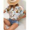 imageSweatyRocks Womens Short Sleeve Striped Printed Blouse Color Block Work Blouse Tee TopLight Blue