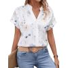 imageSweatyRocks Womens Short Sleeve Striped Printed Blouse Color Block Work Blouse Tee TopWhite Floral