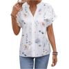 imageSweatyRocks Womens Short Sleeve Striped Printed Blouse Color Block Work Blouse Tee TopWhite Floral