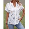 imageSweatyRocks Womens Short Sleeve Striped Printed Blouse Color Block Work Blouse Tee TopWhite Floral