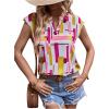 imageSweatyRocks Womens Short Sleeve Striped Printed Blouse Color Block Work Blouse Tee TopWhite Pink