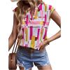 imageSweatyRocks Womens Short Sleeve Striped Printed Blouse Color Block Work Blouse Tee TopWhite Pink