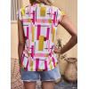 imageSweatyRocks Womens Short Sleeve Striped Printed Blouse Color Block Work Blouse Tee TopWhite Pink