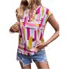 imageSweatyRocks Womens Short Sleeve Striped Printed Blouse Color Block Work Blouse Tee TopWhite Pink