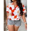 imageSweatyRocks Womens Short Sleeve Striped Printed Blouse Color Block Work Blouse Tee TopWhite and Red