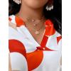 imageSweatyRocks Womens Short Sleeve Striped Printed Blouse Color Block Work Blouse Tee TopWhite and Red