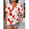 imageSweatyRocks Womens Short Sleeve Striped Printed Blouse Color Block Work Blouse Tee TopWhite and Red