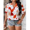 imageSweatyRocks Womens Short Sleeve Striped Printed Blouse Color Block Work Blouse Tee TopWhite and Red