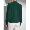 imageSweatyRocks Womens Wrap Front Blouse Notch V Neck Puff Long Sleeve Shirt TopDark Green