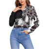 imageSweatyRocks Womens Chiffon Sexy Leopard V Neck Long Sleeve Blouse Shirt TopsChain Black