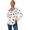 imageSweatyRocks Womens Chiffon Sexy Leopard V Neck Long Sleeve Blouse Shirt TopsWhite Butterfly